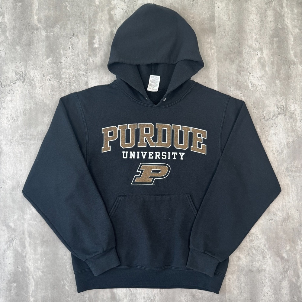Purdue University Boilermakers Hoodie Mens Small Black Logo NCAA Sweatshirt